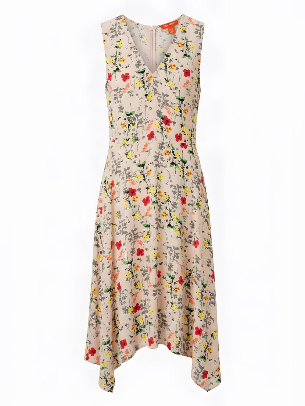 Joe Fresh-Sleeveless Floral Midi Dress in Cream with Red & Yellow Blooms, size 4
